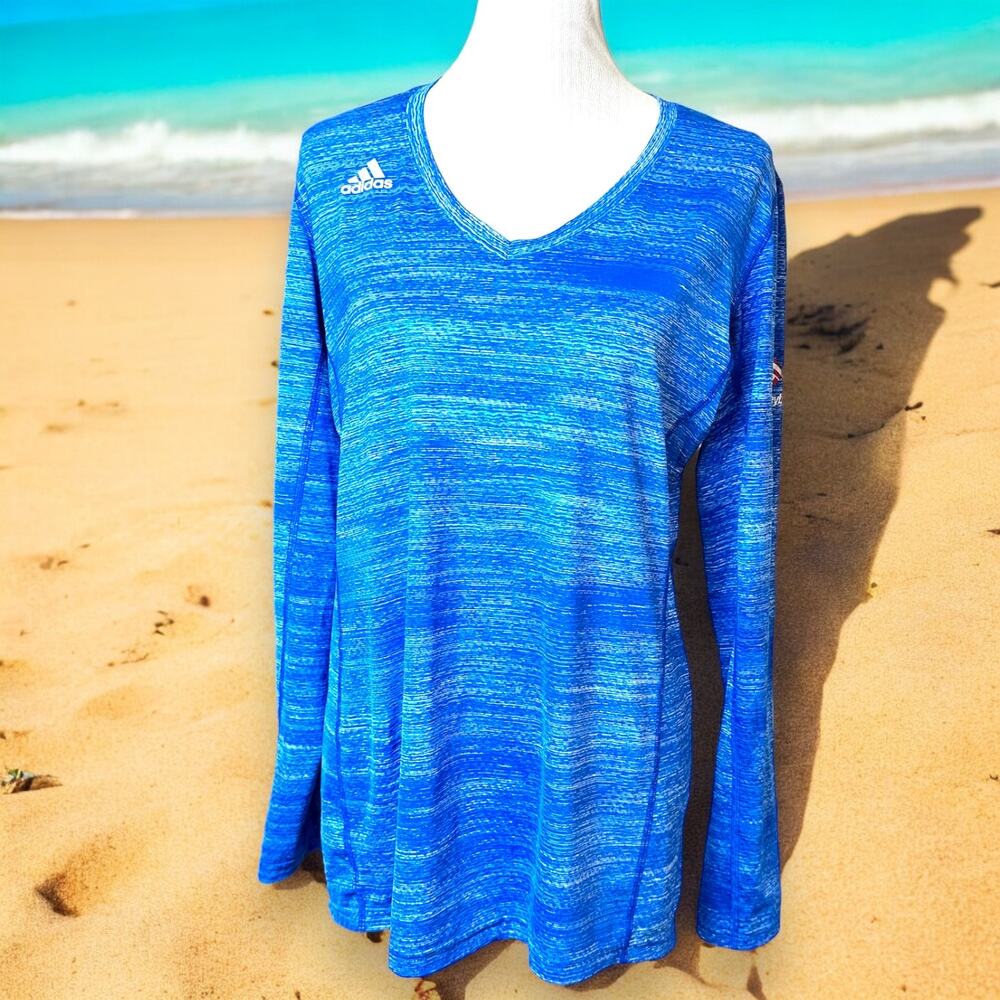 adidas USA Volleyball HILO Long Sleeve Volleyball Jersey EUC Workout Fitness